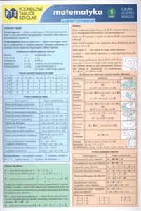 Podręczne tablice szkolne Matematyka 1 Logika Algebra Analiza liceum technikum