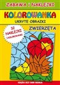 Ukryte obrazki Zwierzęta Zabawa i naklejki. Kolorowanka