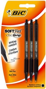 Długopis Soft Feel Click Grip Fine Czarny 3 sztuki - Księgarnia UK