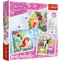 Puzzle 3w1 Disney Księżniczki Roszpunka Aurora Arielka - 