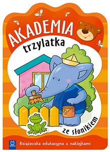 Akademia trzylatka ze słonikiem Książeczka edukacyjna z naklejkami