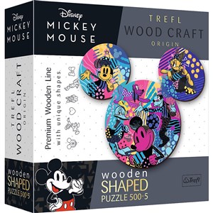 Puzzle 500+5 drewniane konturowe  Kolorowa Myszka Mickey 20168 