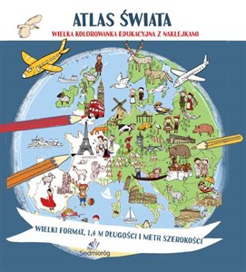 Atlas świata Megakolorowanka edukacyjna z naklejkami - Księgarnia UK