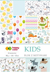 Blok Happy Color z motywami KIDS A4 15 arkuszy 80g/m2, 30 motyw - Księgarnia UK